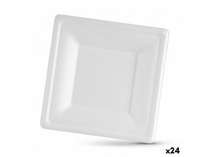 Jednorazové taniere Algon Cukrová trstina Biela Hranatý 16 cm (Pack 24 x 6 ks)