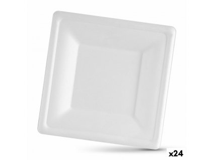 Jednorazové taniere Algon Cukrová trstina Biela Hranatý 26 cm (Pack 24 x 3 ks)