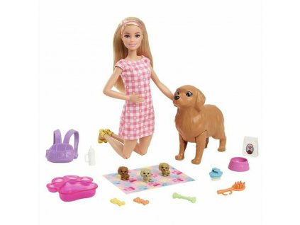 Bábika s doplnkami Barbie HCK75 Novonarodené šteniatka