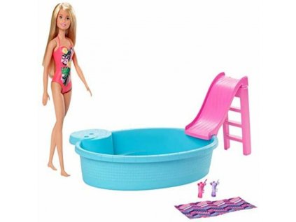 Bábika s doplnkami Barbie a bazén