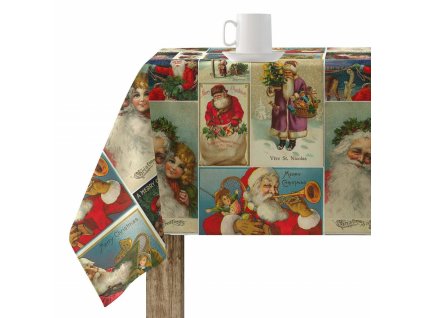 Vianočný obrus odolný voči škvrnám Muaré Vintage Christmas Bavlna potiahnutá živicou (200 x 140 cm)