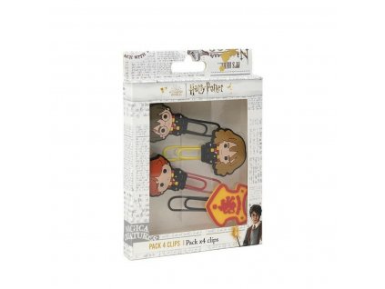 Detské sponky na papier Harry Potter Guma Plast Viacfarebná (4 ks)