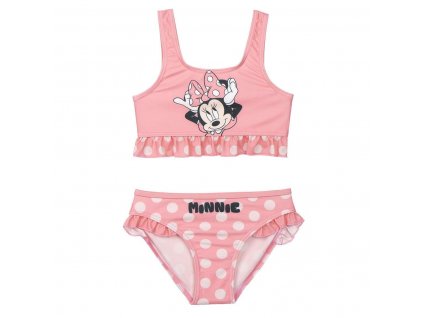Dievčenské dvojdielne plavky Minnie Mouse Polyester Elastan Ružová