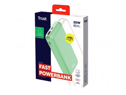 Rýchla powerbanka Trust 25035 Zelená 20000 mAh