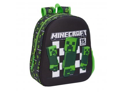 Detský batoh Minecraft Čierna Zelená 3D (27 x 33 x 10 cm)