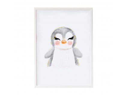 Zarámovaný obrázok do detskej izby Crochetts Tučniak Viacfarebná (33 x 43 x 2 cm)