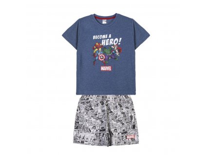 Detské pyžamo s krátkymi rukávmi Marvel Bavlna Sivá