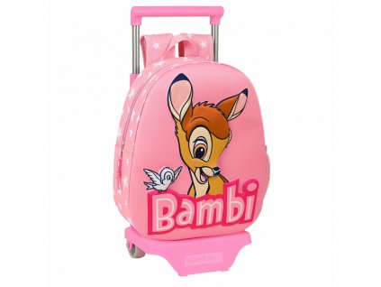 Detský batoh na kolieskach 3D Disney Bambi Ružová (28 x 10 x 67 cm)