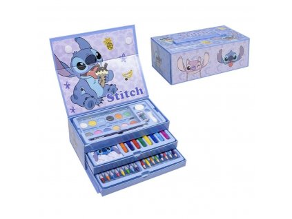 Sada na kreslenie a maľovanie v kufríku Stitch Svetlo modrá (27 x 9,5 x 13,5 cm)