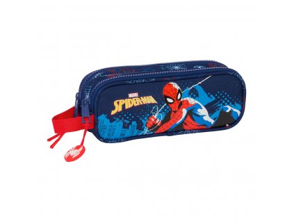 Dvojitý peračník Spider-Man Neon Námornícka modrá 21 x 8 x 6 cm