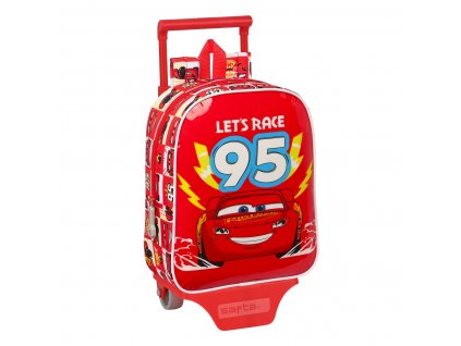 Detský batoh na kolieskach Cars Let's race Červená Biela (22 x 27 x 10 cm) (54 cm)