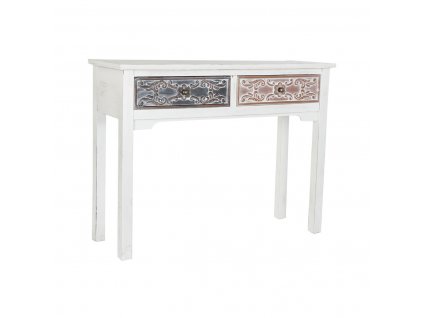 Konzolový stolík DKD Home Decor Prírodná Gaštanová MDF Biela Arab (107 x 36 x 81 cm)