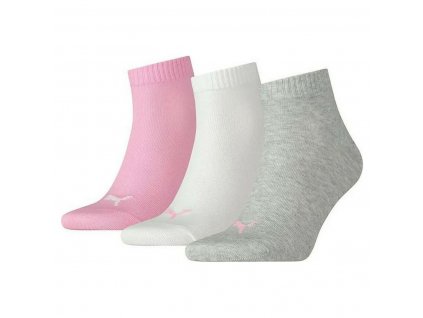 Dámske športové ponožky Puma Quarter Plain Sivá Ružová Biela (3 páry)