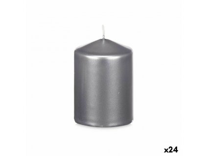 Sada sviečok Strieborná (7 x 10 x 7 cm) (24 ks)
