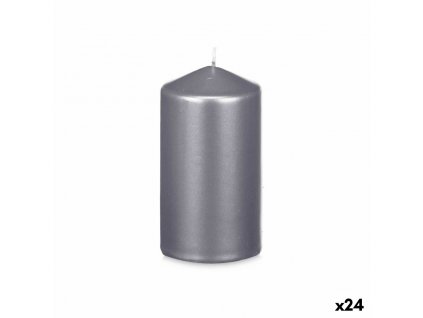 Sada sviečok Strieborná (7 x 13 x 7 cm) (24 ks)