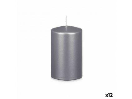 Sada sviečok Strieborná (9 x 15 x 9 cm) (12 ks)