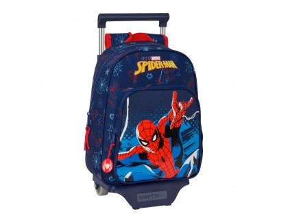Detský batoh na kolieskach Spider-Man Neon Námornícka modrá (27 x 33 x 10 cm)