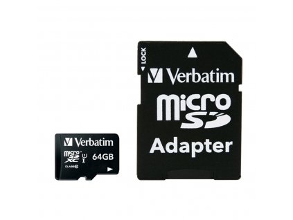 Pamäťová karta Micro SDXC s SD adaptérom Verbatim 44084 (64 GB)
