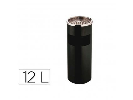 Odpadkový kôš s popolníkom Q-Connect KF04229 Kov Čierna (Ø 25 cm) (12 l)