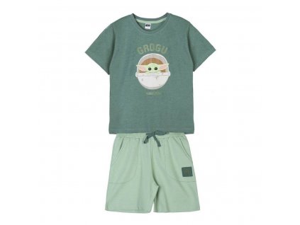 Detský set tričko a kraťasy The Mandalorian Zelená