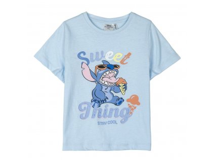Detské tričko s krátkym rukávom Stitch Bavlna Svetlo modrá