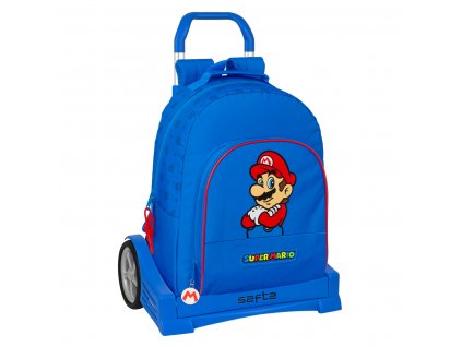 Školská taška na kolieskach Super Mario Play Modrá Červená (32 x 42 x 15 cm)