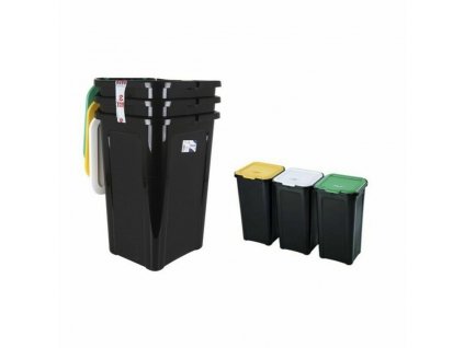 Odpadkový kôš na recyklovanie Tontarelli 44 L Čierna (38,5 x 34,5 x 54,5 cm) (3 ks)