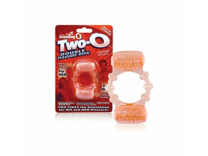 Vibračný krúžok na penis s 2 mini motorčekmi The Screaming O SCTWOO Oranžová Ružová
