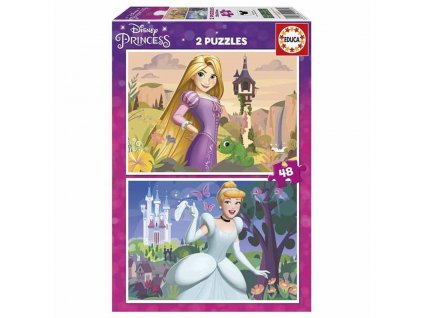 Sada 2 puzzle Disney Princess Cinderella and Rapunzel 48 Kusy