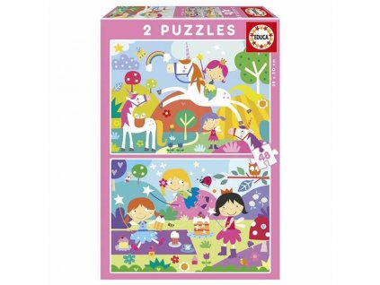 Sada 2 puzzle Educa Fantasy world 48 Kusy