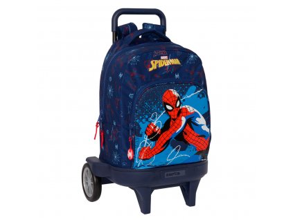 Školská taška na kolieskach Spider-Man Neon Námornícka modrá (33 x 45 x 22 cm) (93 cm)