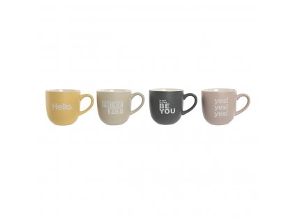 Sada 4 hrnčekov Home ESPRIT Žltá Béžová Sivá Ružová Porcelán (410 ml) (13 x 9 x 9,4 cm)