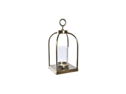 Interiérový lampáš DKD Home Decor Starožitný povrch Aluminium Sklo Zlatá Svietnik Lampa (19 x 43 x 19 cm)