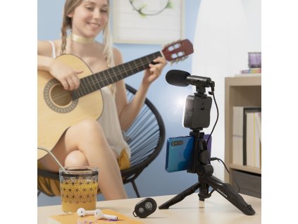 Sada na nahrávanie videí a vlogovanie so svetlom, mikrofónom, statívom a diaľkovým ovládaním Plodni InnovaGoods (6 ks)