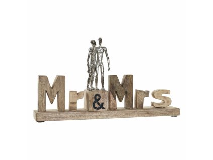 Dekoratívne postava DKD Home Decor Mr & Mrs Striebristý Aluminium (51 x 7,5 x 28 cm)