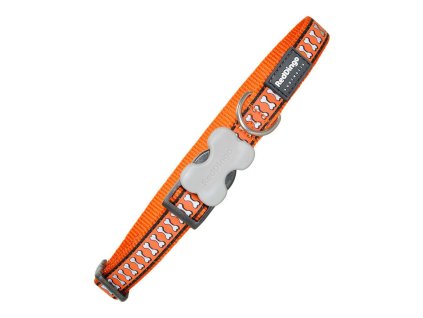 Psí obojok Red Dingo Kosť Reflexný Oranžová (2,5 x 41-63 cm)