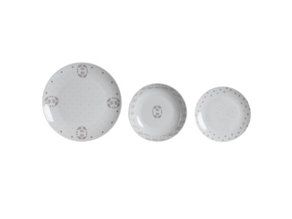 Súprava Tanierov DKD Home Decor Biela Ružová Porcelán Scandi 18 kusov 27 x 27 x 3 cm
