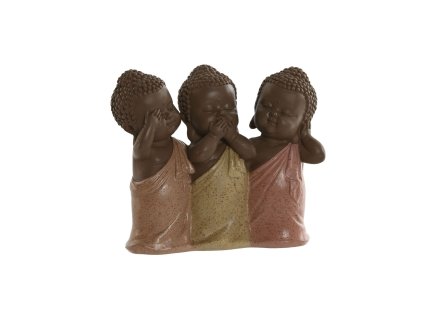 Dekoratívna postava Home ESPRIT Buddha Orientálny Živica Oranžová Koralová Limetková (15,5 x 6 x 13 cm)