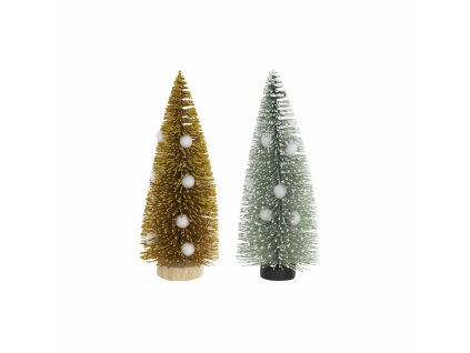Vianočný stromček DKD Home Decor Polyester Drevo Brmbolce (2 ks) (7 x 7 x 17 cm)
