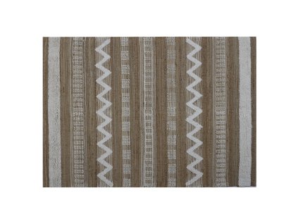 Koberec Home ESPRIT Boho Protišmykový Polyester Juta Vlna Biela Gaštanová (75 x 175 x 1 cm)