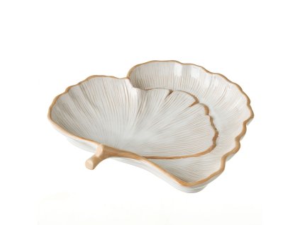 Servírovacia miska na predjedlo Gingko Porcelán Biela Prírodná (25,2 x 26 x 5,5 cm)