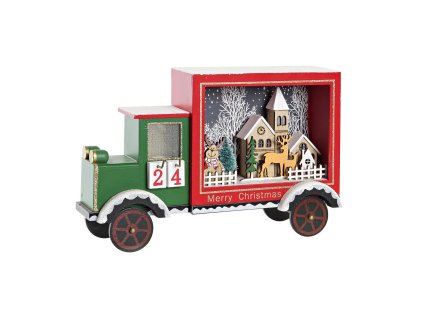 Adventný kalendár DKD Home Decor Nákladné auto LED Svetlý Drevo MDF (31 x 9 x 20 cm)