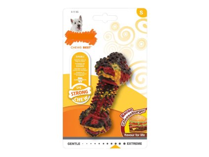 Hryzadlo pre psa Dog teether Nylabone Strong Chew Bacon Syr Hamburger Guma Veľkosť S