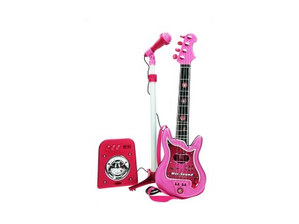 Hudobná hračka Detská gitara s mikrofónom Reig Ružová