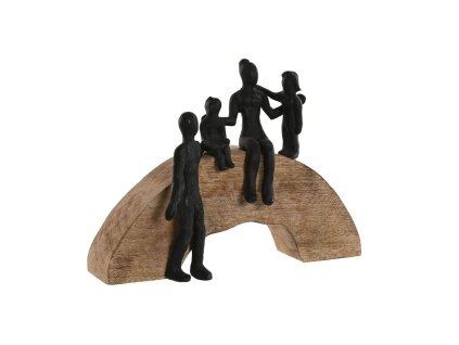 Dekorácia Rodina Home ESPRIT Gaštanová Čierna Mangové drevo Aluminium (26,5 x 9 x 20 cm)