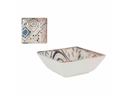 Miska hranatá La Mediterránea Grecia Porcelán Modrá Gaštanová Lesk (13 x 13 x 5 cm)