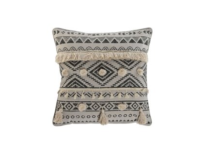 Dekoračný vankúš Home ESPRIT Biela Čierna Boho (45 x 45 x 8 cm)