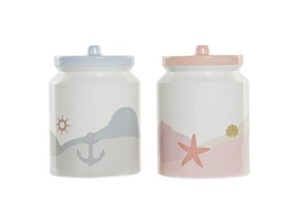 Dóza DKD Home Decor Dolomite Modrá Ružová 2,3 L (2 ks) (15 x 15 x 22 cm)