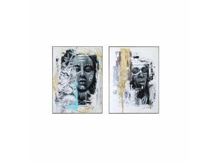 Maľba DKD Home Decor Afričanka (2 ks) (60 x 3 x 80 cm)