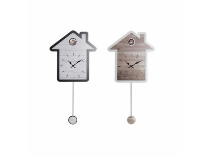 Nástenné hodiny DKD Home Decor Dom Drevo MDF Biela (32 x 4.5 x 56 cm) (2 ks)